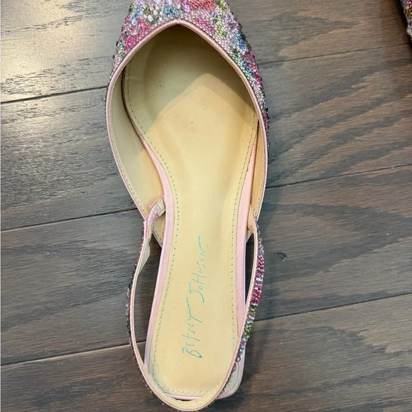 Betsey Johnson Pink Beaded Pointed Slingback Sandals - Picture 2 of 5